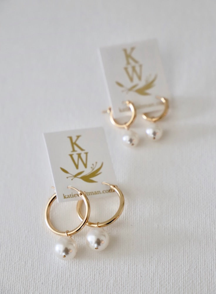 Buy Palmonas 18k Gold Vermeil Small Pearl Hoop Earrings for Women Online
